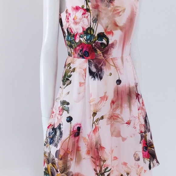 Size UK 10 EU 38 Ted Baker (2) 'Rupin' Pink Opulent Bloom Floral Party Dress - Picture 11 of 14